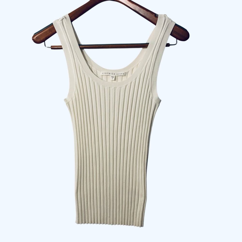 Veronica Beard Cream/off white Ribbed Knit Tank size M